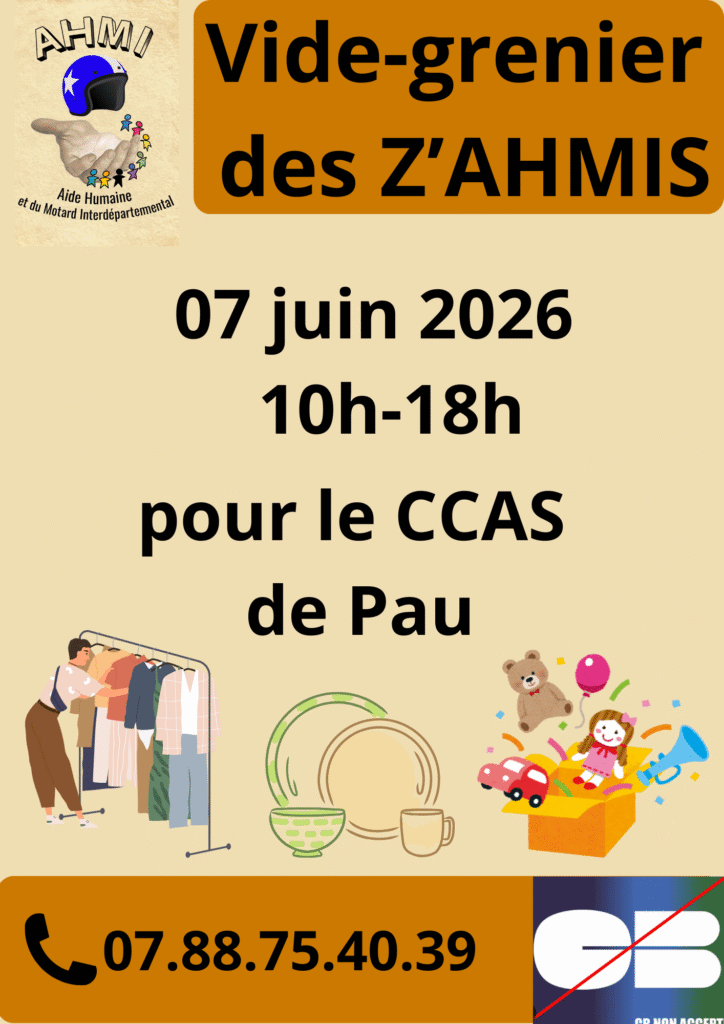 vide-grenier CCAS 64000 PAU dimanche 7 juin 2026 organisé avec les z'ahmis